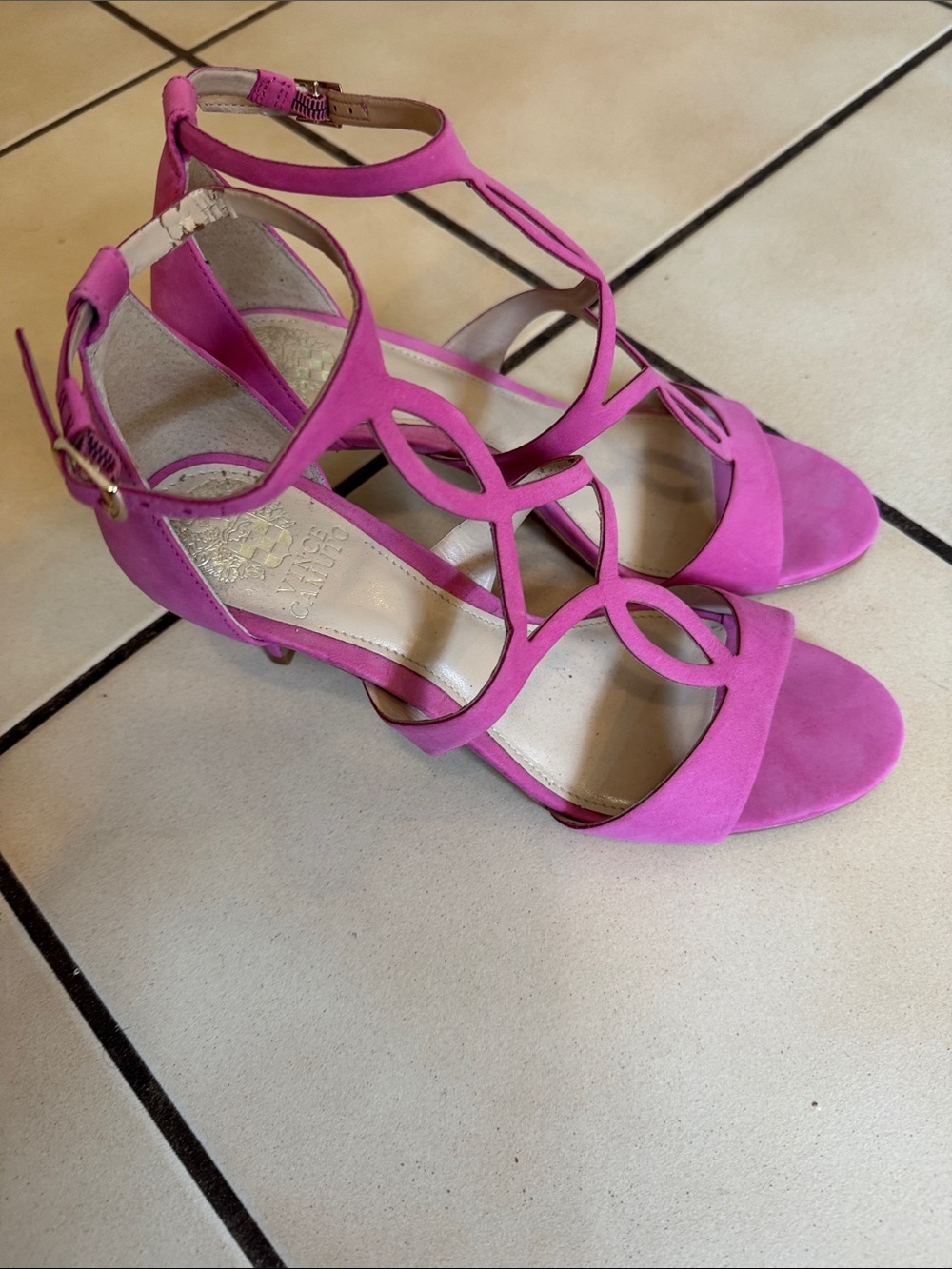 Vince Camuto Fuchsia Strappy Open-Toe Heels